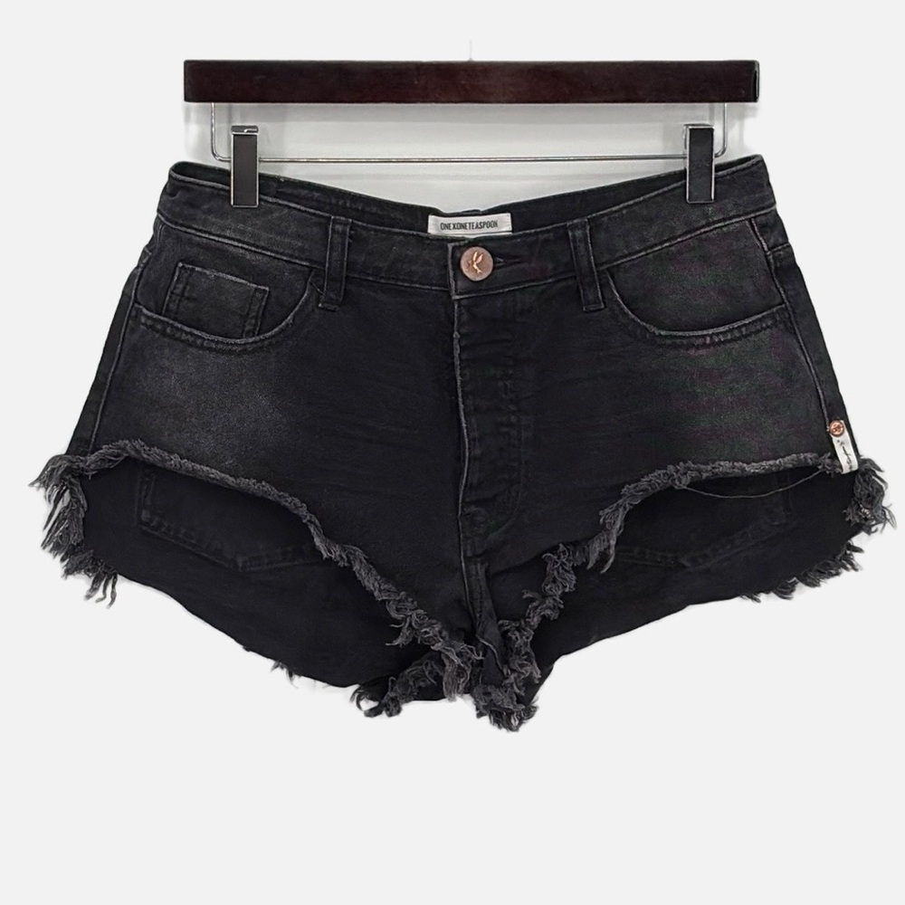 One Teaspoon Rollers Low Waist Long Rise Extreme Curved Raw Hem Shorts - Size 26